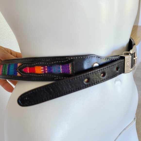 Western genuine leather boho belt black - Picture 10 of 10
